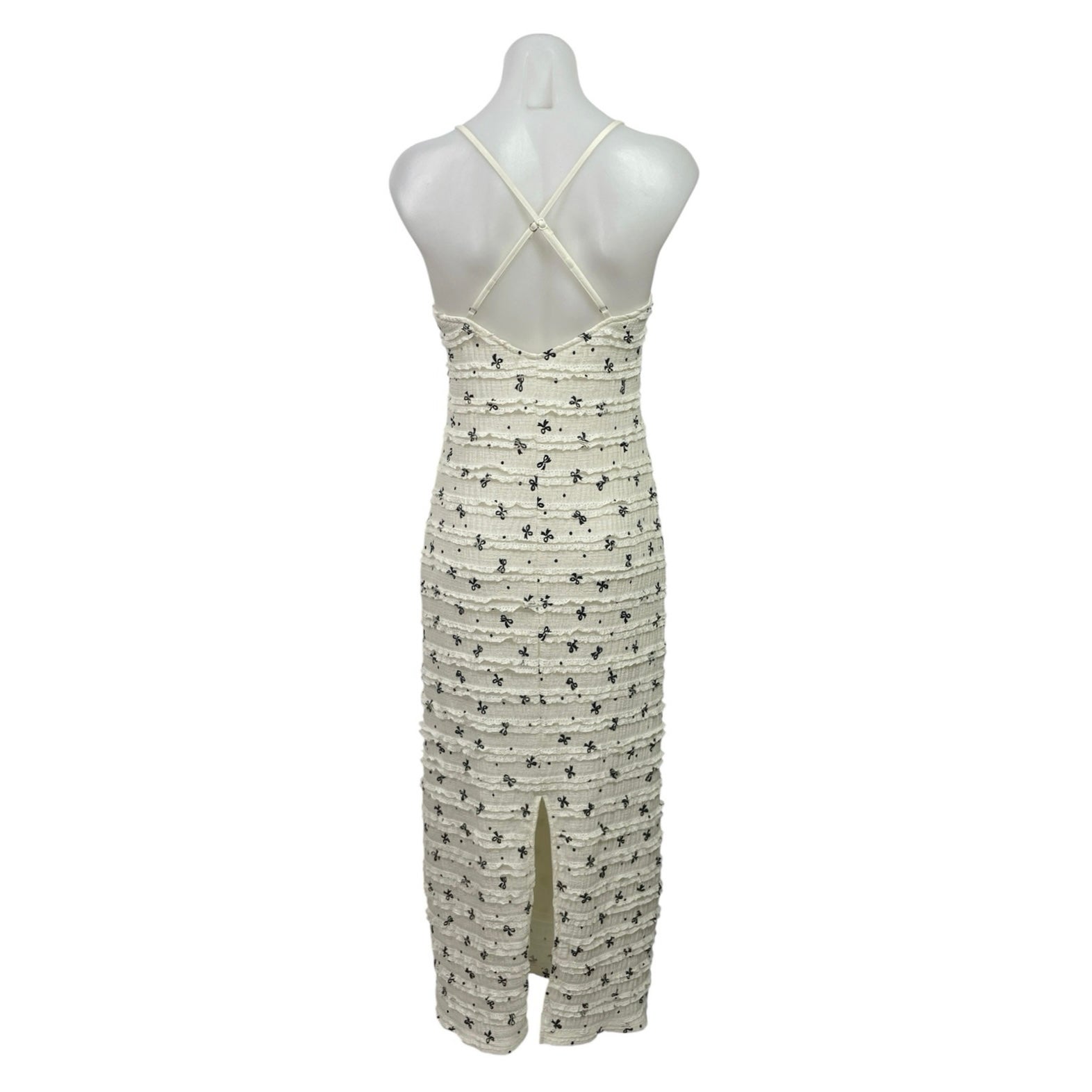 Mure + Grand Charming Bow Ruffle Sleeveless V Neck Maxi Cami Tank Sheath Top M — image 3 of 5